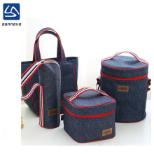 Customized 4 pcs cooler bag models Oxford cloth aluminum film denim ice pack insulation cooler bag